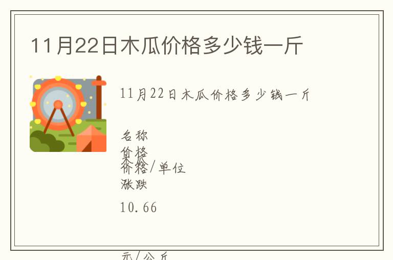 11月22日木瓜價格多少錢一斤