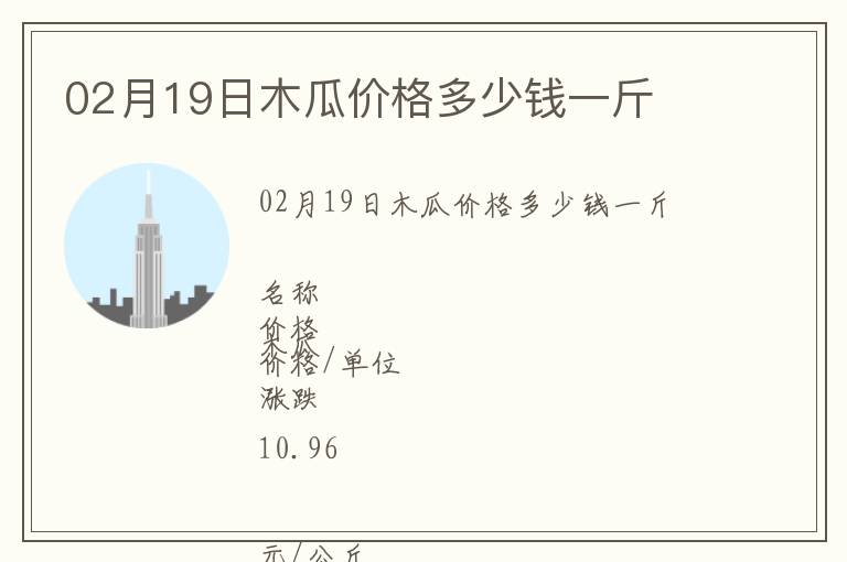 02月19日木瓜價(jià)格多少錢一斤