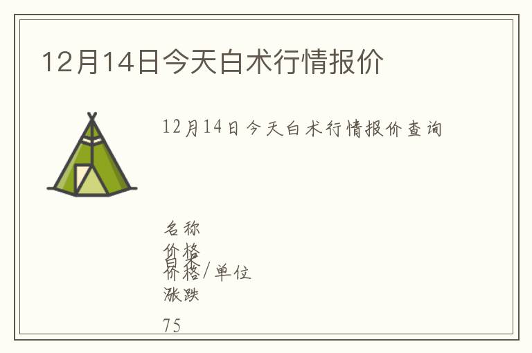 12月14日今天白術行情報價