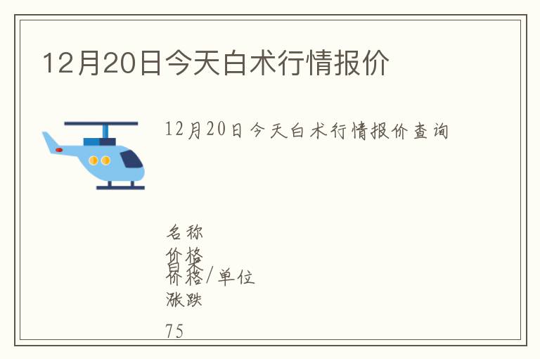 12月20日今天白術行情報價