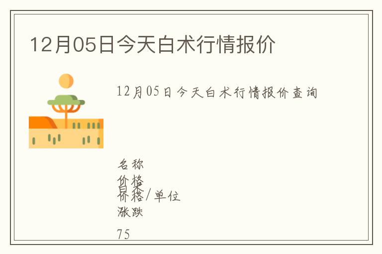 12月05日今天白術(shù)行情報(bào)價(jià)