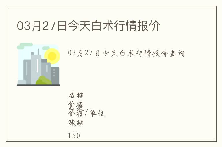 03月27日今天白術行情報價