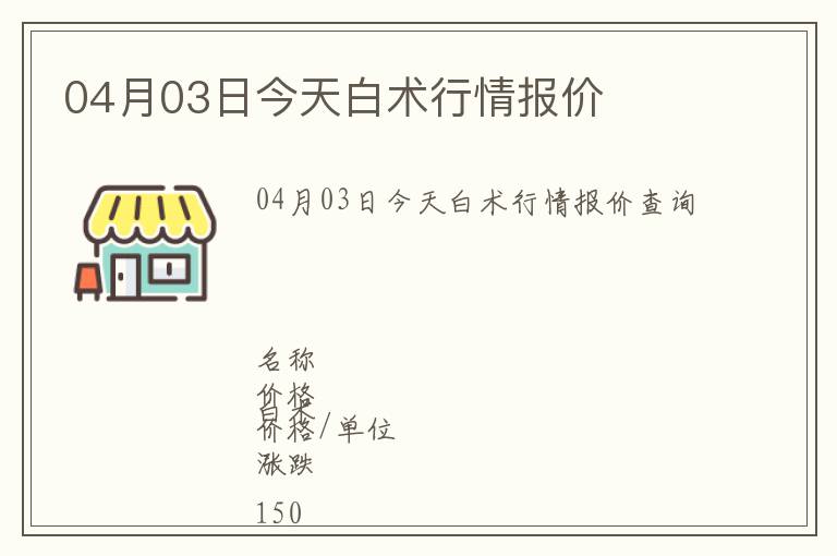 04月03日今天白術行情報價