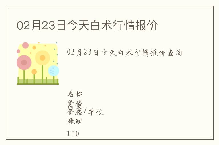 02月23日今天白術行情報價