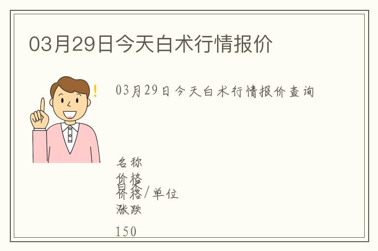 03月29日今天白術行情報價