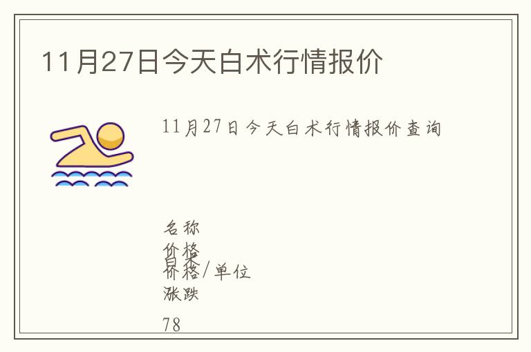 11月27日今天白術行情報價