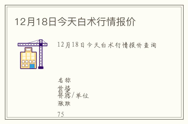 12月18日今天白術行情報價