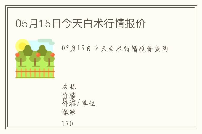 05月15日今天白術行情報價