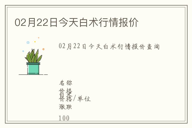 02月22日今天白術行情報價