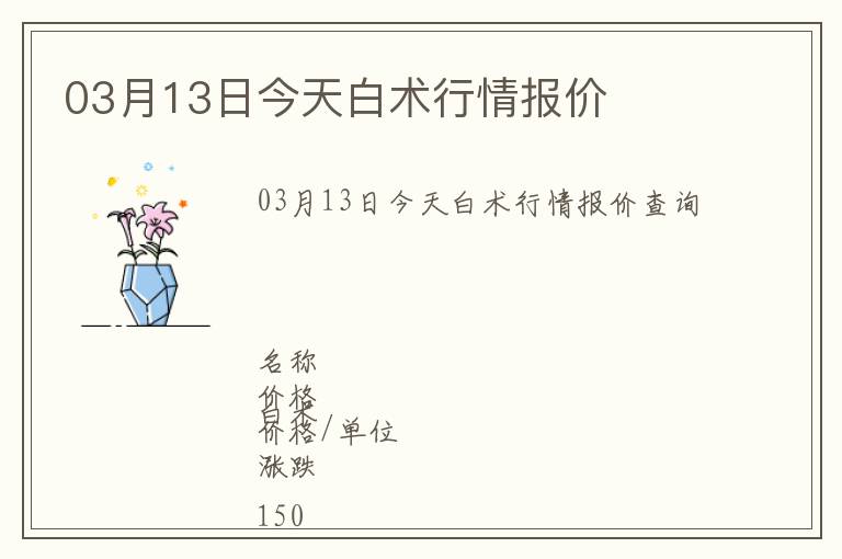 03月13日今天白術行情報價