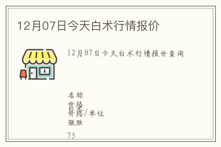 12月07日今天白術(shù)行情報(bào)價(jià)