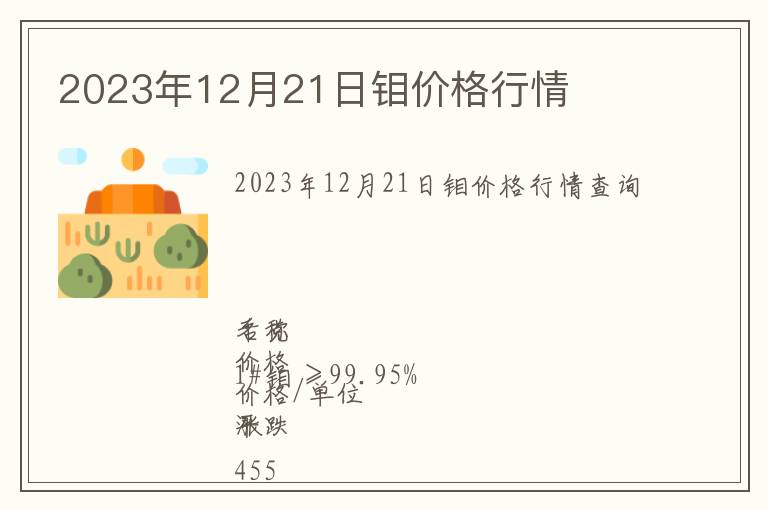 2023年12月21日鉬價(jià)格行情