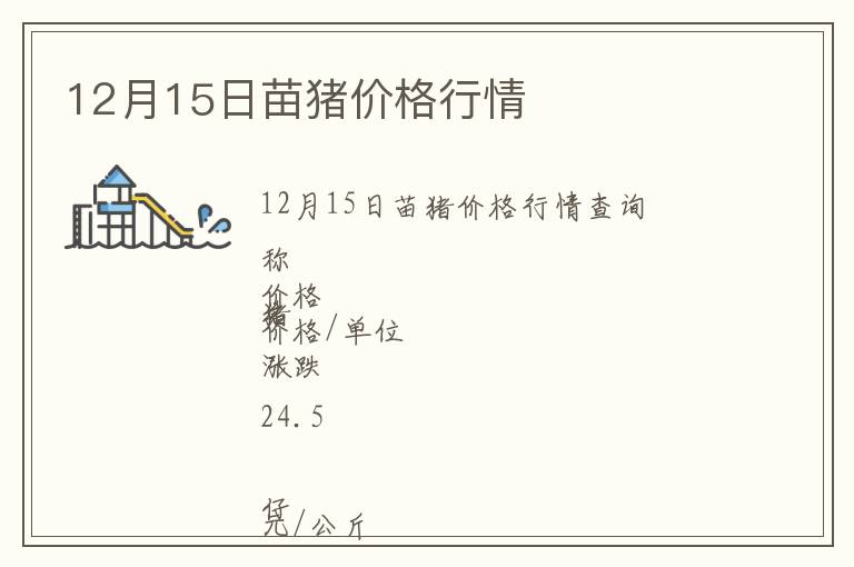 12月15日苗豬價格行情