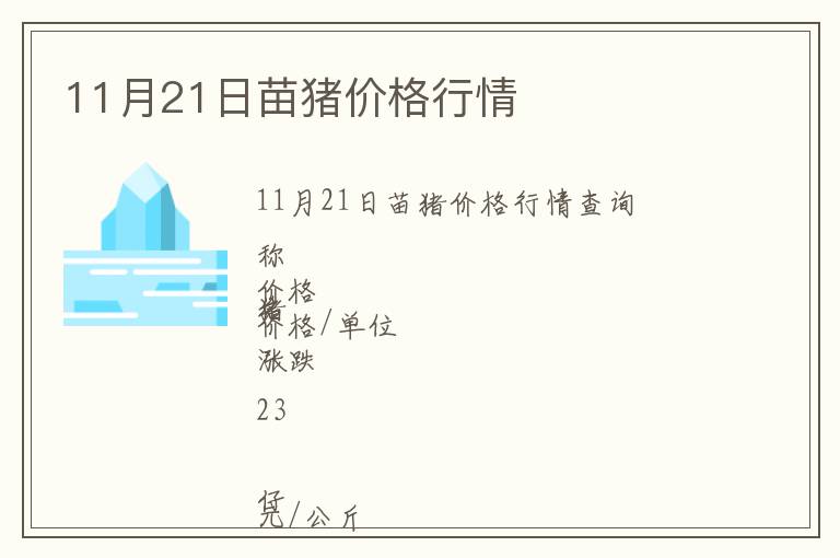 11月21日苗豬價格行情