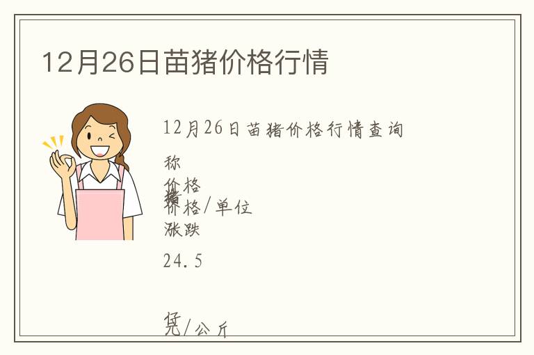 12月26日苗豬價格行情