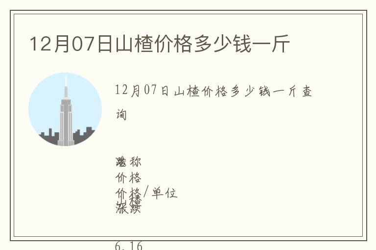 12月07日山楂價格多少錢一斤