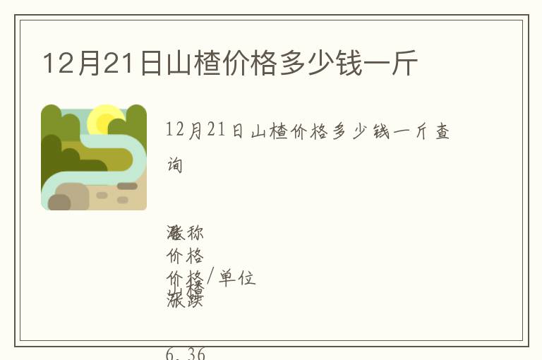 12月21日山楂價格多少錢一斤