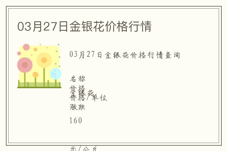 03月27日金銀花價格行情