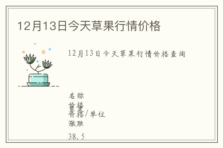 12月13日今天草果行情價格