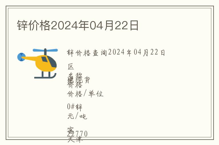 鋅價(jià)格2024年04月22日