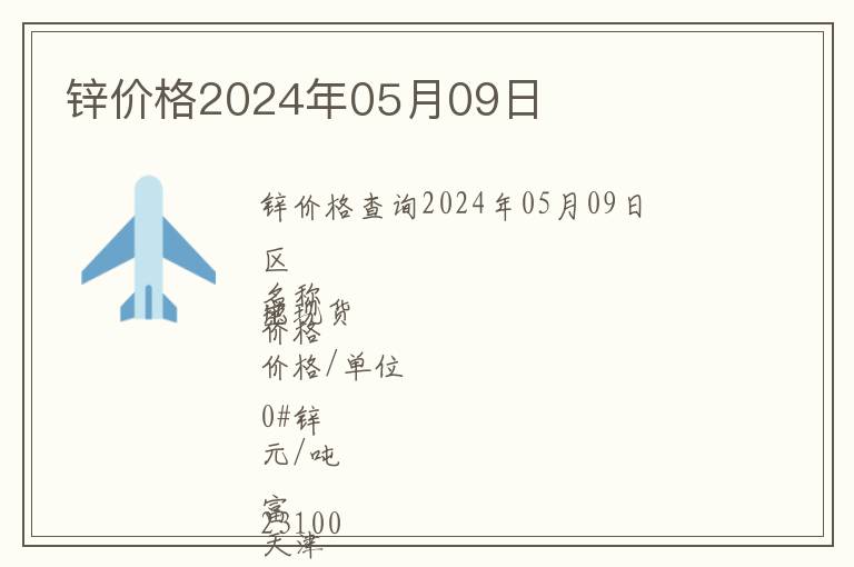 鋅價格2024年05月09日