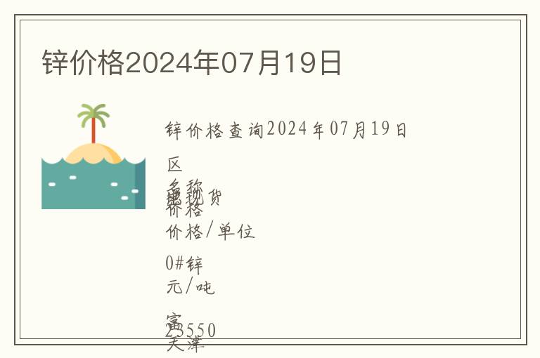 鋅價格2024年07月19日