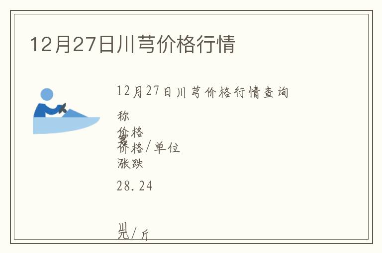 12月27日川芎價格行情