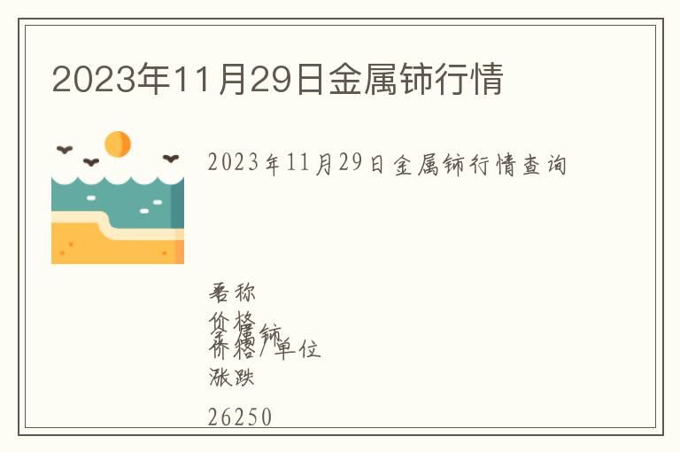 2023年11月29日金屬鈰行情