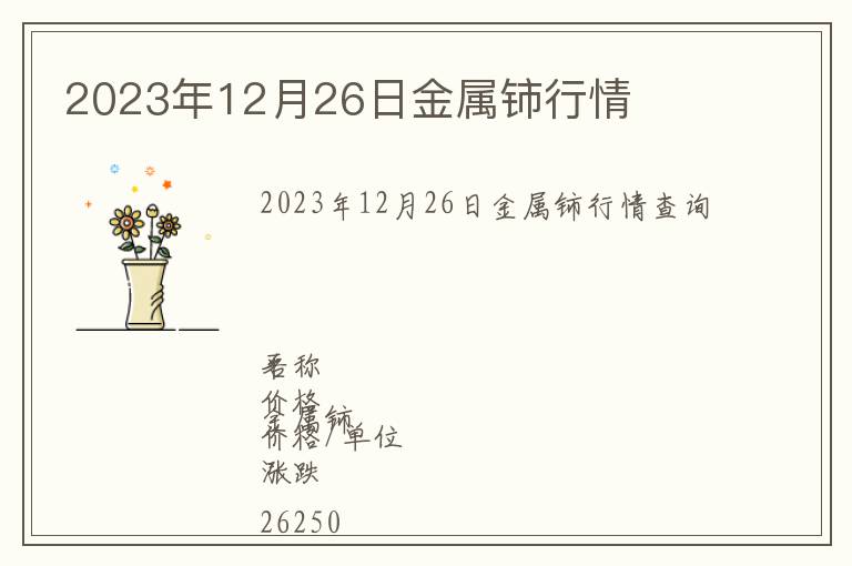 2023年12月26日金屬鈰行情