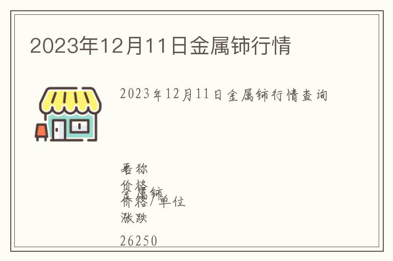 2023年12月11日金屬鈰行情