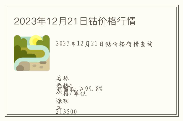 2023年12月21日鈷價格行情