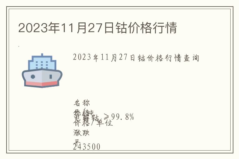 2023年11月27日鈷價格行情